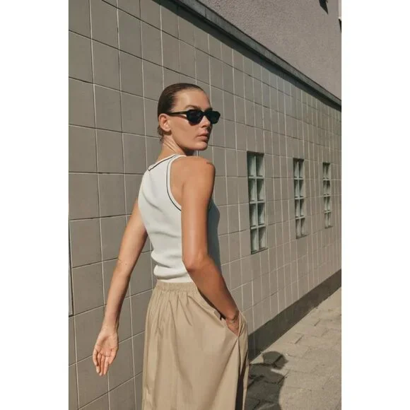 ZARA CONTRAST POPLIN MIDI DRESS - Picture 4 of 7